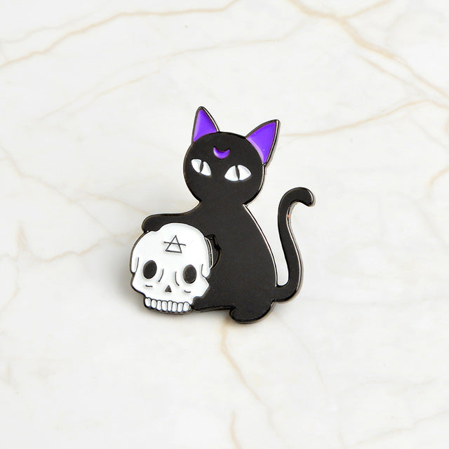 Bad Witch Kitty Crystal Ball Pins | Enamel Pins - greenwitchcreations