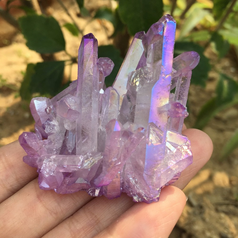 Purple Aura Quartz Crystals - greenwitchcreations