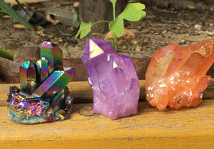 Aura Quartz Crystals - Rainbow, Purple, & Orange - greenwitchcreations