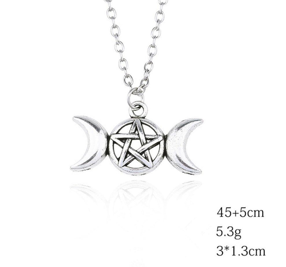 Triple Moon Pentacle Necklace - greenwitchcreations