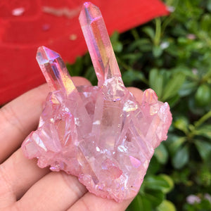 Pink Aura Quartz Crystal - greenwitchcreations