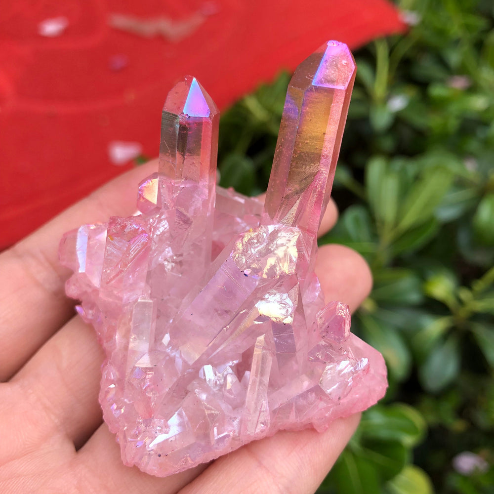 Pink Aura Quartz Crystal - greenwitchcreations