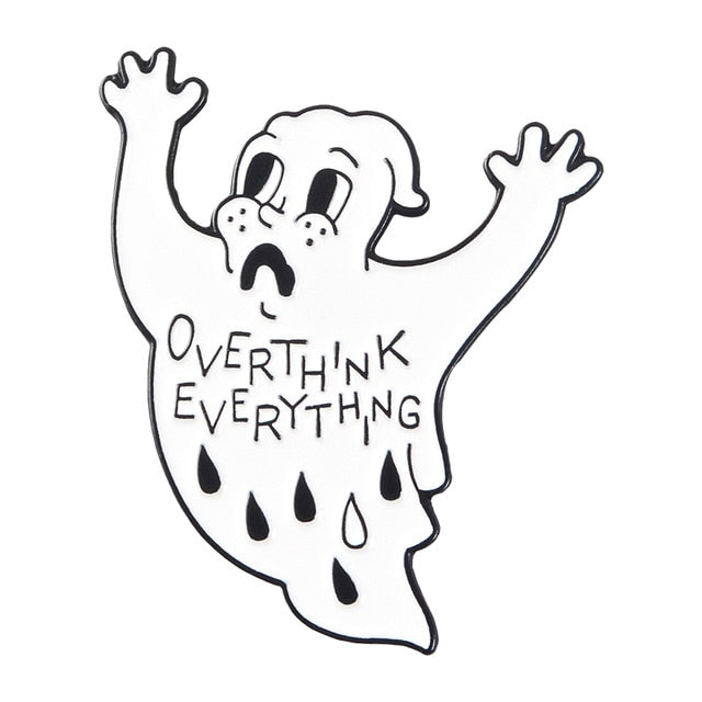 Ghost & Skeleton Halloween Enamel Brooches - greenwitchcreations