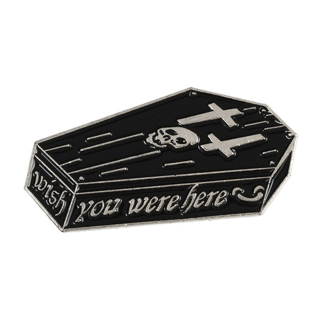 Coffin & Skeleton Enamel Brooches - Sold Separately - greenwitchcreations